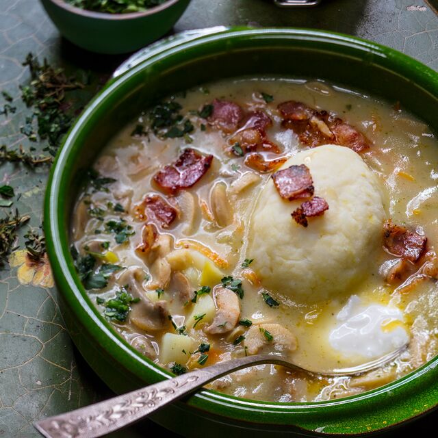 Фуд-стайлинг, фотосъемка супа с беконом для Bonduelle. Фуд-стилист и фотограф Слава Поздняков