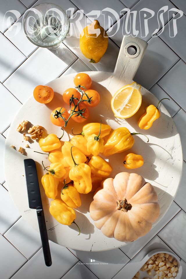 Составление композиций, фуд-стайлинг, компоновка, фотосъемка овощей в одном цвете. Фуд-стилист и фотограф Слава Поздняков. 